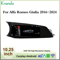 Autoradio Android 10,25'' pour Alfa Romeo Giulia 2016-2024, système de navigation GPS, système multimédia, CarPlay sans fil, 4G