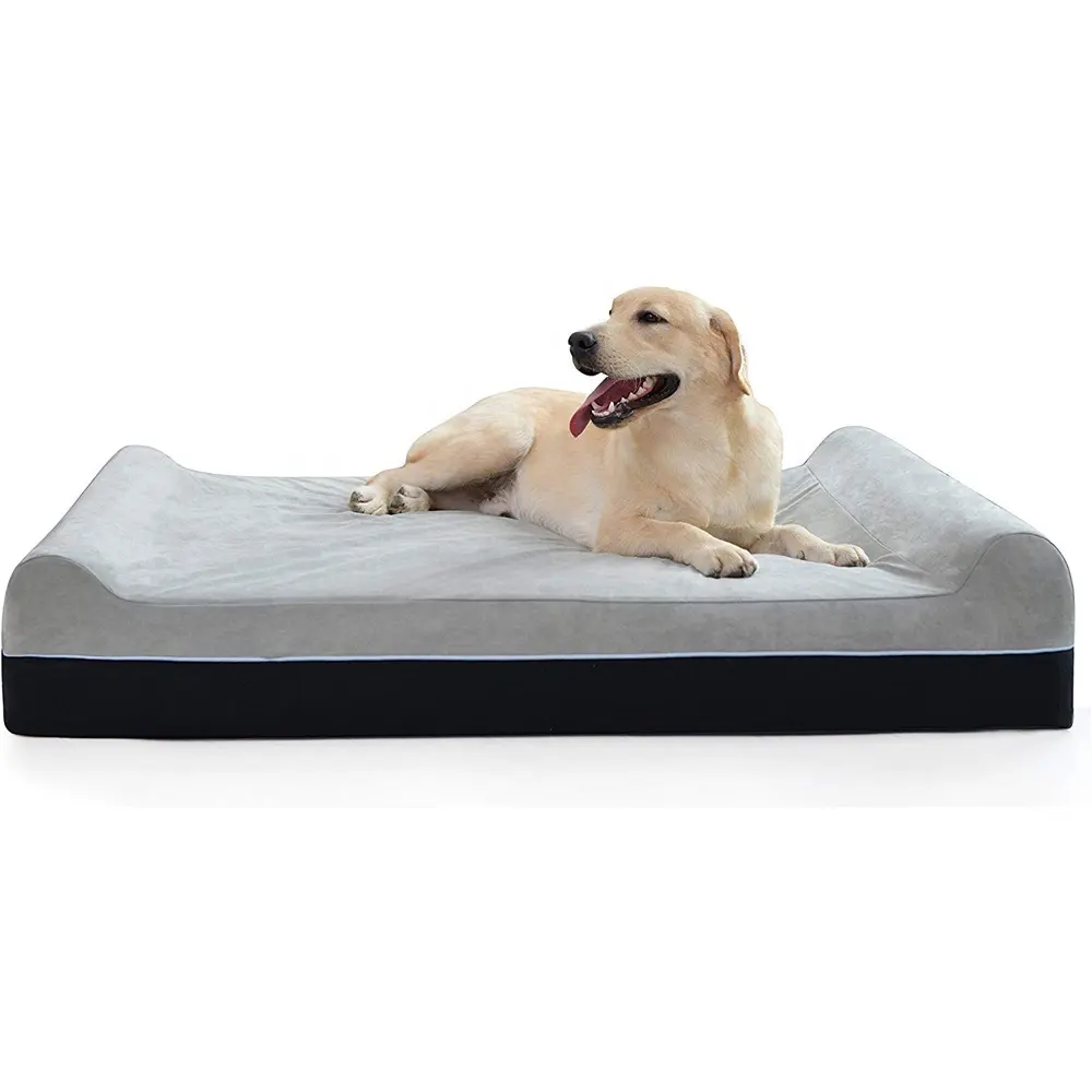 Gros amovible chien lit lavable étanche de luxe mémoire mousse orthopédique chien lit