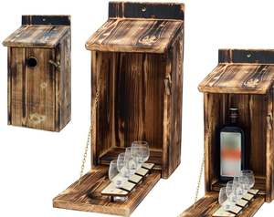 Casa para Pájaros con Mini Bar, Regalo <span class=keywords><strong>Original</strong></span> para Él, Divertido Regalo de Cumpleaños, Madera Estilo Granja, Almacenamiento para Copas de Vino y Tragos - Product Image 2