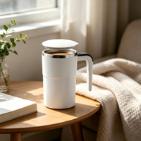 Nicebuy Tasse intelligente en acier inoxydable 316 de 450 ml avec affichage de la température, agitation automatique, tasse à café portable avec couvercle