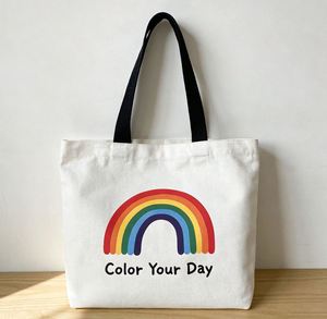 Wholesale Custom Printed Cotton Canvas Tote <b>Bag</b> for Women with Personalised Letter Design Zipper Closure <b>Medium</b> <b>Size</b> - Product Image 1