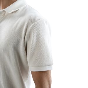 Jacquard blanc uni en polyester/coton de qualité supérieure pour chemise homme, tissu texturé respirant de luxe, tricot personnalisé OEM en gros pour le golf - Product Image 3