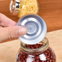 Stoples Penyimpanan Stoples Teh Stoples Biji-bijian Botol Permen Botol Bumbu Stoples Penyedap Tutup Kedap Udara Kaca Super Flint Botol Drum Datar