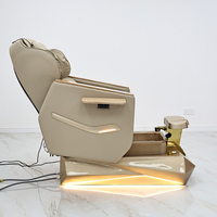 Équipement haut de gamme pour salon de manucure, chaise de pédicure électrique inclinable avec massage Human Touch et lumières.