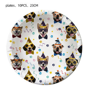 Juego de cubiertos para fiesta de Pascua con temática de perro mascota con bandeja de papel, taza, servilleta, paja de cumpleaños, decoración para Baby Shower, tela de fondo - Product Image 3