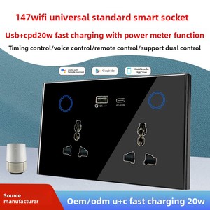 147 phổ Ổ cắm thông minh USB + C pd20w 16A điện chức năng đo 2 cửa hàng nhựa tường ổ cắm tương thích Wifi chuyển đổi thông minh - Product Image 2