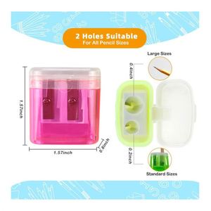 Sacapuntas Manual Portátil de Doble Orificio con Tapa para Uso Escolar, en el Hogar y en la Oficina, para Niños y Adultos - Product Image 3