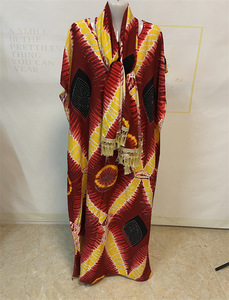 All'ingrosso Dubai caftano per le <span class=keywords><strong>donne</strong></span> musulmano Hijab abito con stampa africana formato libero poliestere abbigliamento islamico - Product Image 6