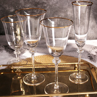 Décoration de mariage entière jante en or tasse de vin rouge verrerie de fête pied haut tasse à eau Banquet bord doré tasse à vin blanc personnalisée