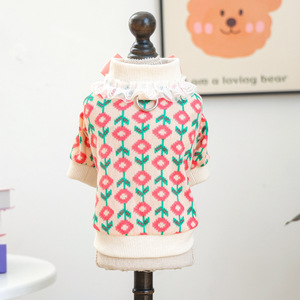 Suéter de Punto con Lazo y Flor de Tulipán para Perros Pequeños y Cachorros de PETCIRCLE, Cómodo para Primavera y Otoño - Product Image 5