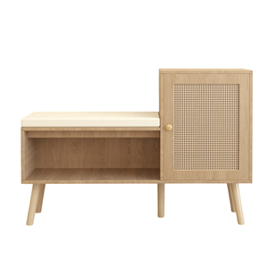 2-in-1 PP <strong>Rattan</strong> Shoe <strong>Storage</strong> <strong>Bench</strong> with 2 Adjustable Shelves &amp; Removable Seat Cushion-Modern Entryway/Hallway Bedroom Organizer - Product Image 5