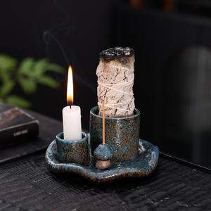 Quemador de Incienso de Cerámica 3 en 1, Venta Directa de Fábrica, para Salvia, Palo Santo, Varillas de Incienso, Té, Sándalo, Portavelas, Cuenco para Incienso - Product Image 2