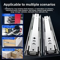 Glissières de tiroir à trois sections entièrement extensibles de 53 mm, robustes, avec fermeture amortie et roulement à billes, pour cuisine et chambre, haute capacité de charge