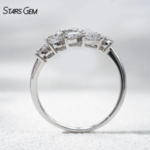 StarsGem Bague Hug ouverte en or massif 10K plaqué rhodium avec diamant de laboratoire taille cœur, taille graduée, unisexe, pour anniversaire et mariage - Product Image 4
