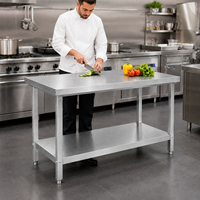 Fabrieksleverancier Commerciële Keukenwerktafel Vierkante Poot RVS Werktafel voor Restaurantvoorbereiding