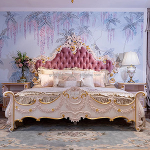 Stile europeo mobili camera da <span class=keywords><strong>letto</strong></span> in legno massello disegnato a mano francese intaglio rosa rosa intaglio principessa <span class=keywords><strong>letto</strong></span> - Product Image 2