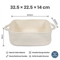 Panier de rangement en corde de coton tressée avec poignées pour organiser les étagères, le placard, les jouets pour chats, chiens et animaux de compagnie, boîte décorative