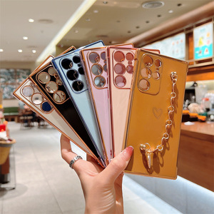 Lady Women Style Galvanoplastie Love Heart Bracelet Phone Case Soft Shell pour Samsung S24 S23U <span class=keywords><strong>Galaxy</strong></span> S22 A15 A54 - Product Image 1