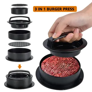 3 en 1 PP carne cerdo barbacoa parrilla herramienta hamburguesa Presse hamburguesa molde Smash hamburguesa prensa