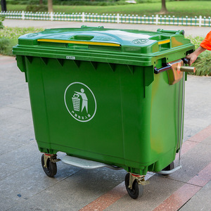 660L Wheeled Rectangular Plastic Garbage <b>Bin</b> With <b>Wheels</b> For Mobile Waste Transfer - Product Image 1
