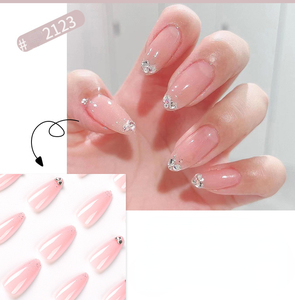 24 pièces <span class=keywords><strong>rose</strong></span> français strass brillant diamant Art acrylique presse sur ongles ongles artificiels personnaliser bonbons <span class=keywords><strong>faux</strong></span> ongles 2123 - Product Image 3