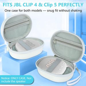 Estuche rígido portátil de EVA para <span class=keywords><strong>JBL</strong></span> Clip5 y <span class=keywords><strong>Clip4</strong></span>, estuche de transporte para altavoz Bluetooth mini con correa para el hogar, exteriores y viajes (blanco) - Product Image 2