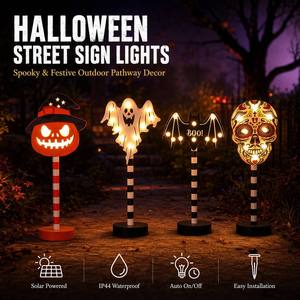 Panneau lumineux LED d'Halloween pour extérieur, décoration de jardin, panneau directionnel lumineux pour la décoration de jardin, pelouse et allée - Product Image 1