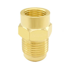 真鍮フレアチューブ継手カップリングガスアダプター3/8 "フレアオスx 1/8" NPTメスパイプコネクタ - Product Image 4