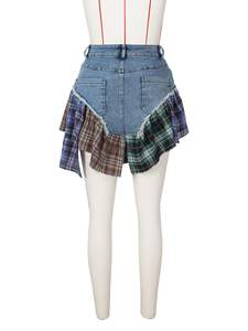 2025 ग्रीष्मकालीन नए यूरोपीय और अमेरिकी महिलाओं के कपड़े सेक्सी गर्म लड़कियों अनियमित रंग <span class=keywords><strong>plaid</strong></span> denm स्कर्ट - Product Image 6