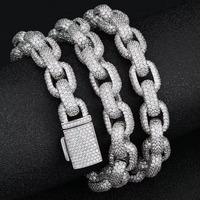 Chaîne cubaine glacée de qualité supérieure en argent sterling 925 plaqué or avec moissanite, idéale pour les fiançailles, les mariages et la mode