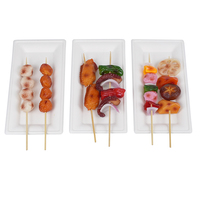 Heavy Duty Naturel 10x5 Pouces Rectangulaire Compostable Jetable Plaque Biodégradable Bagasse Pâte Alimentaire Restaurants Parties