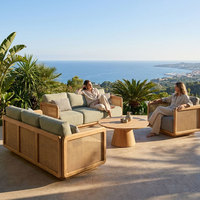 Luxus-Resort Massivholz Teakholz Couch-Set Moderne Outdoor-Möbel Olefin Hochelastischer Schwamm Sofa