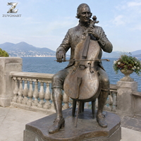Bronze-Musiker-Statue in Lebensgröße, Cello-Skulptur für Außenbereich, Garten-Kunst, Maßanfertigung für Hotel, Villa, Park, Öffentliche Plätze, Dekor-Hersteller
