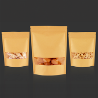 Pochette debout personnalisée pochettes à fermeture éclair en papier kraft avec fenêtre mate et encoche déchirable pour les petites entreprises à la maison
