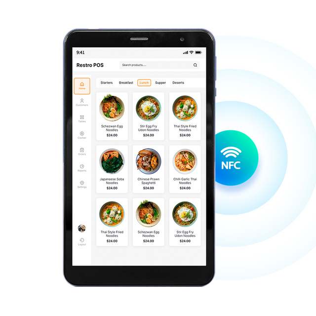 Customized Tablet Android 8 Inch Tablet with Front NFC Reader Softpos Tap to Pay Mobile Pos Tablet Restaurant Pos System Teminal