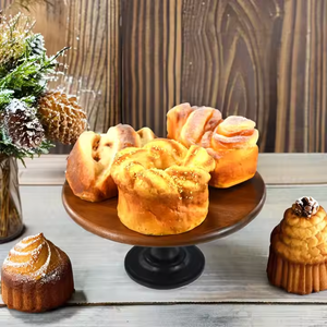 1 livello Eco-frendly naturale legno di Acacia rotondo Cupcake vassoio espositore con Base robusta supporto per Dessert frutta merenda festa - Product Image 4