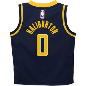 Maillot de basket-ball respirant à col en V pour enfants de 4 à 7 ans, Indiana Pacers Tyrese Haliburton Navy Icon Edition - Product Image 3
