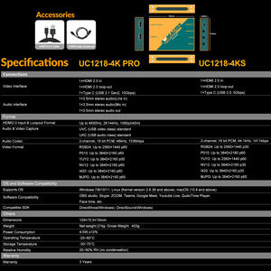 AVMATRIX UC1218-4KS 4K30 HDMI2.0 ไปยัง USB3.0 บันทึกสัญญาณ <span class=keywords><strong>AV</strong></span> แบบไม่บีบอัด พร้อมช่องต่อไมค์สำหรับการสตรีมสด การเล่นเกม และการบันทึก - Product Image 6
