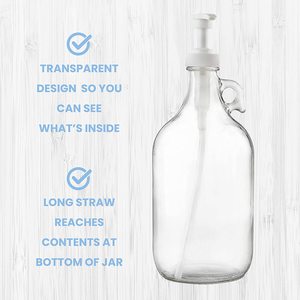 Dispenser in Vetro da Mezzo Gallone (64 oz) con Pompa, Grande Contenitore con Pompa per Detersivo Liquido, <span class=keywords><strong>Ammorbidente</strong></span> per Tessuti - Product Image 3