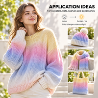 Fil chenille à changement de couleur réactif à la lumière, acrylique écologique pour la conception de vêtements tricotés, le tissage, les accessoires vestimentaires, la teinture personnalisée
