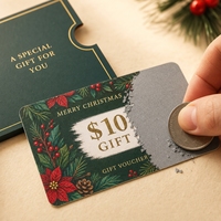 Cartes à gratter de Noël en gros, robustes, avec logo personnalisé pour fêtes festives, vente directe d'usine et programmes de cartes-cadeaux