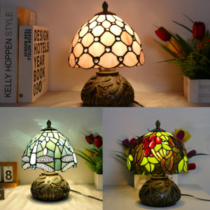 Lampada da tavolo da letto da 8 pollici in vetro colorato di <span class=keywords><strong>Tiffany</strong></span> per studio delicato e carino per studio regalo di luce notturna creativa - Product Image 2