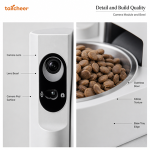 Tailcheer Smart Pet Feeder dengan Kamera 3L Pengumpan Otomatis untuk Kucing dan Anjing, Pengumpanan Jarak Jauh, Desain Anti Macet, Grosir OEM ODM - Product Image 5
