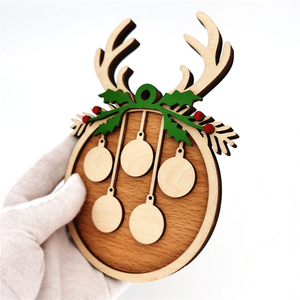 بنك خشبي قرن الوعل زخرفة شجرة عيد الميلاد شماعات الديكور اسم العائلة هدية تذكارية - Product Image 2