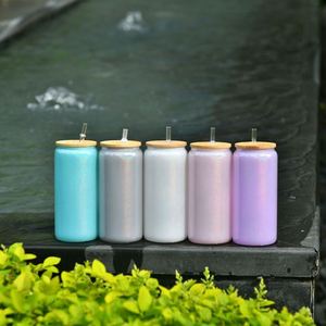 Gobelet de sublimation 16 oz à paillettes arc-en-ciel dégradées, verre à bière scintillant effet ombré, en provenance de notre entrepôt aux États-Unis - Product Image 3