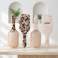 Brosse à cheveux en bois naturel avec logo personnalisé, massage du cuir chevelu, acétate de cellulose, écaille de tortue, coussin d'air, brosse à cheveux en bambou 221521