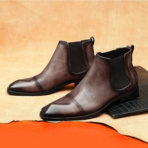 High end luxury men's business formal <b>boots</b> handmade durable genuine leather retro high top warm leather <b>boots</b> Italian style - Product Image 6