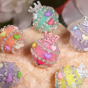 Tiktok explosive Crown Acrylic sugar Straight hole Bead Christmas Decorative For DIY mobile phone chain accessory Jewelry Making