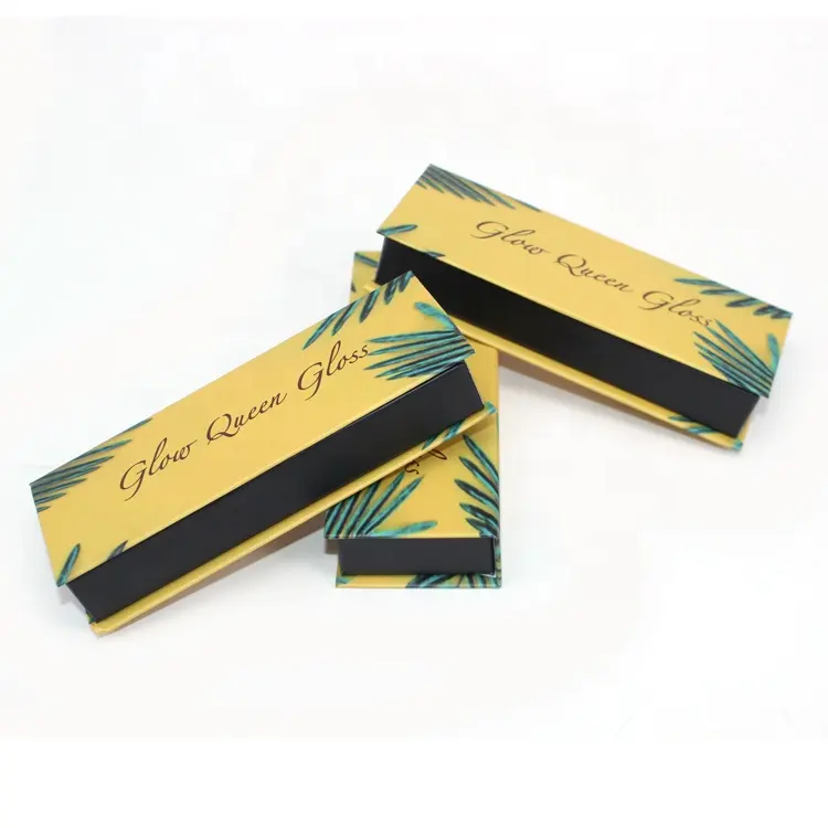 Zhuoyida Magnet verschluss gelber Karton Lippenstift verpackung Lip gloss Verpackungs box Benutzer definiertes Logo Gedruckt mit Schaum