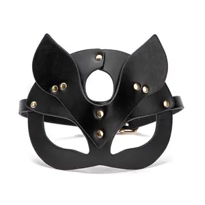 Seksi PU deri tilki maskesi kadınlar için BDSM fetiş F kulübü parti maskeleri Catwoman Cosplay maskesi